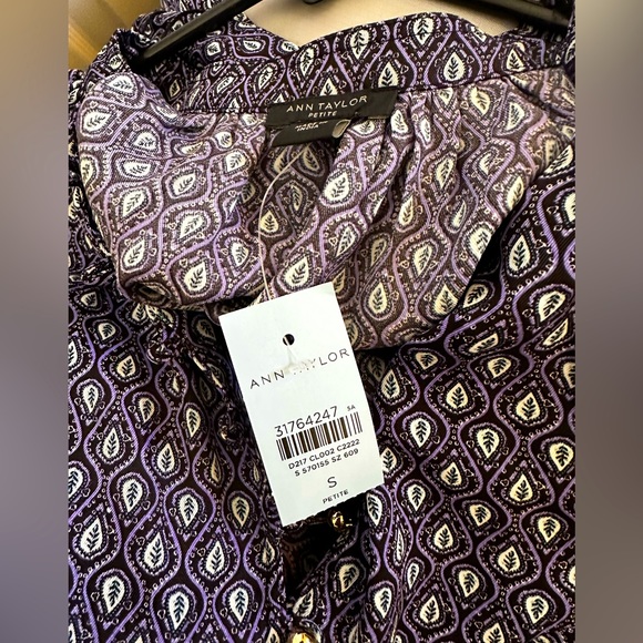 Ann Taylor petite blue peacock pattern shift waist tie size S NWT - Picture 2 of 4